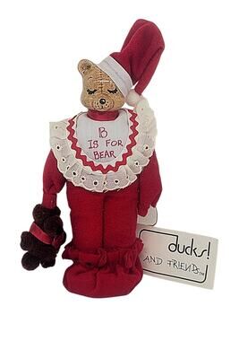 Vtg 1983 Just Ducky Ducks and Friends "B is for Bear" Ceramic Figurine 7" CL40